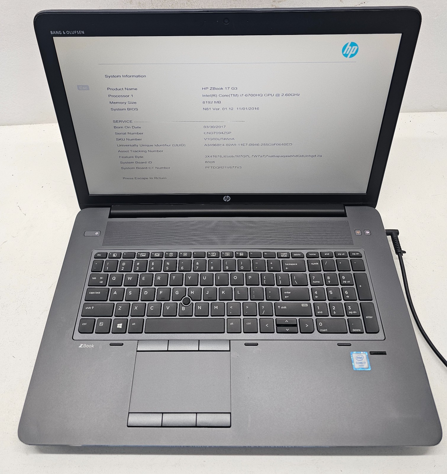 HP ZBook 17 G3 17.3″ Laptop Intel Core i7-6700HQ 8GB Ram NO HD/OS (FL)