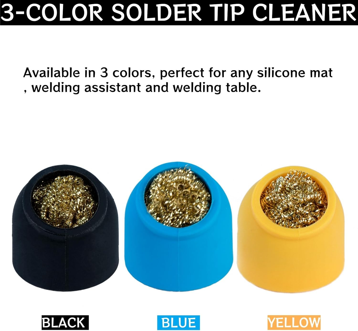 Soldering Iron Tip Cleaner 3Pcs Soft Coiled Brass Tip Cleaner with Silicone Hold