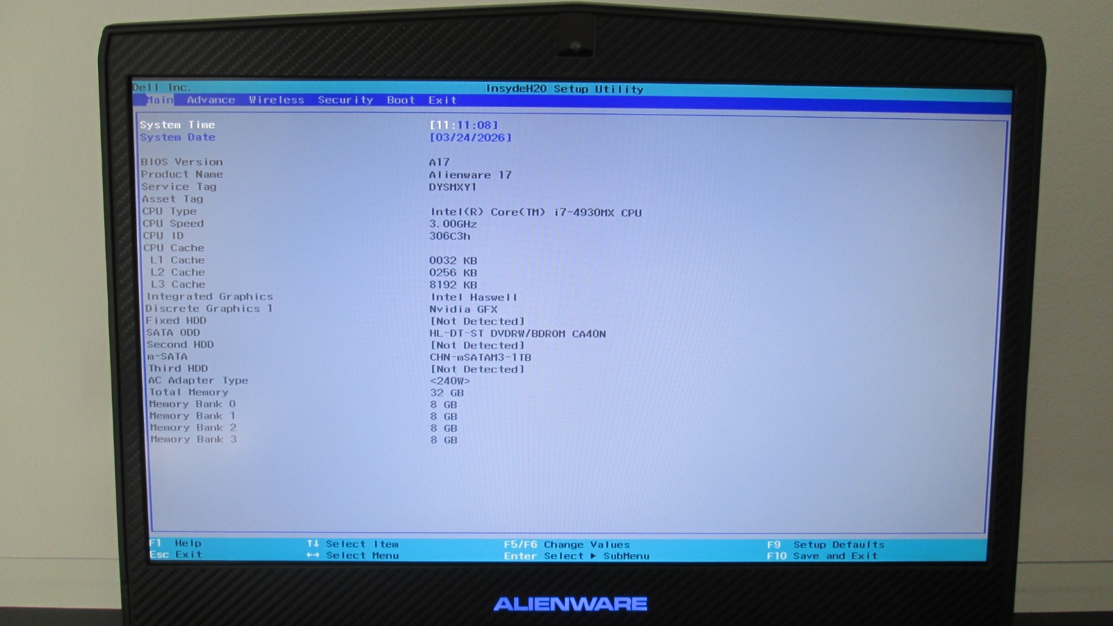 Alienware 17 R3 i7-4930MX CPU/GTX 1070 GPU/32GB RAM/1TB SSD+Adapter & Box WORKS!