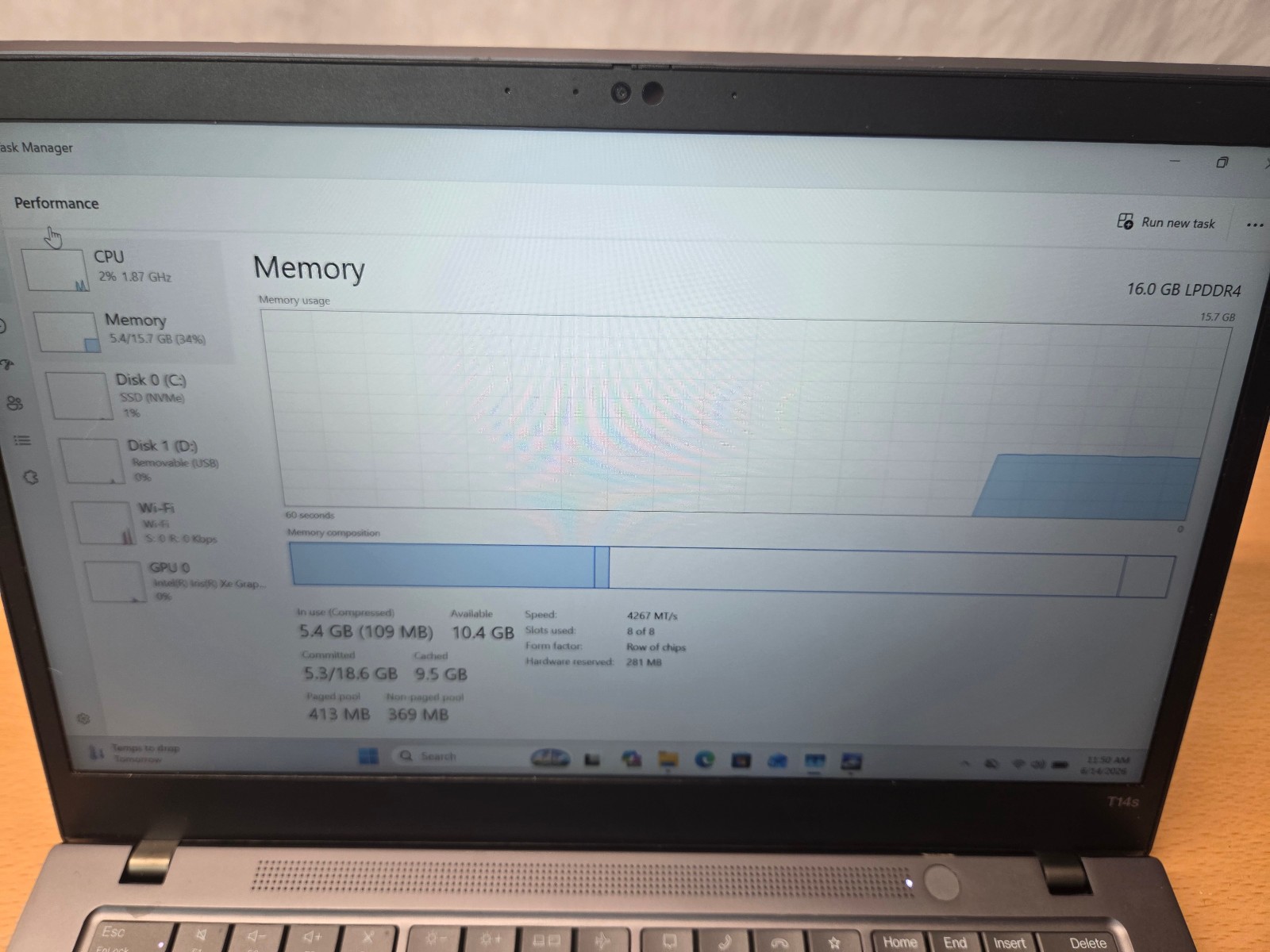 Lenovo ThinkPad T14 Gen2 I5-1135G7 16GRAM 512GSSD WIN11P Iris Xe Touchscreen