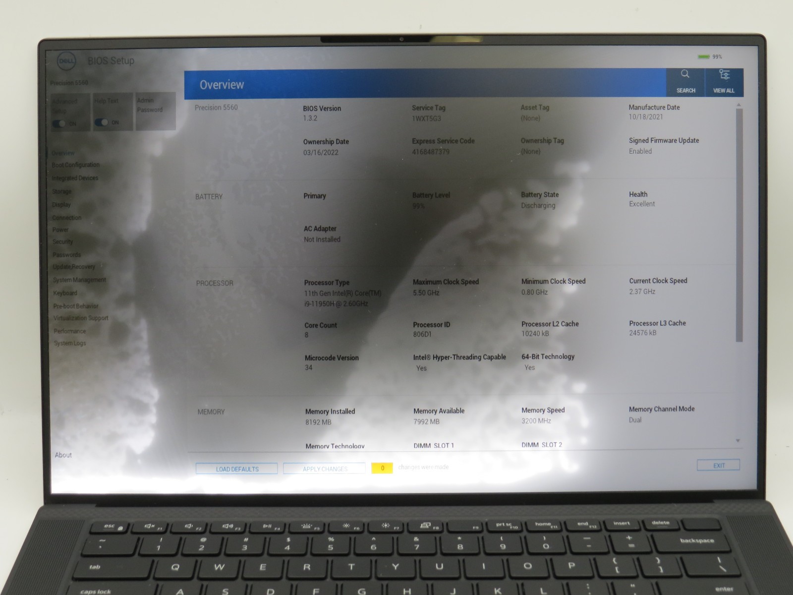 Dell Precision 5560 | i9-11950H @ 2.6GHz | 8GB RAM | 128GB m2 | RTX 2000 | Parts