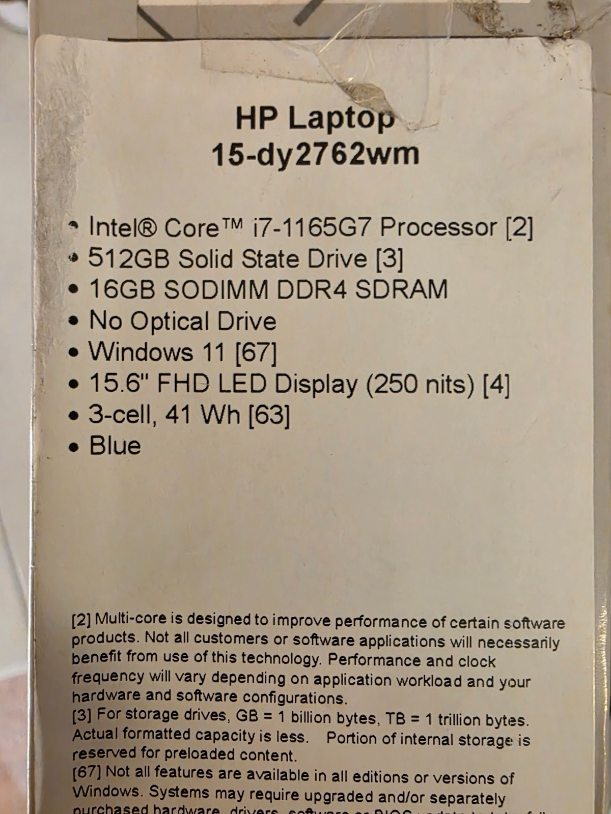 HP 15-dy2762wm 15.6″ FHD i7-1165G7 2.7GHz Intel Iris Xe Graphics 16GB RAM 512GB
