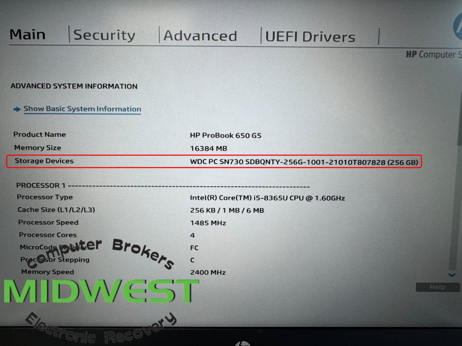 HP ProBook 650 G5 i5-8265U 1.6GHz 16GB 256GB SSD