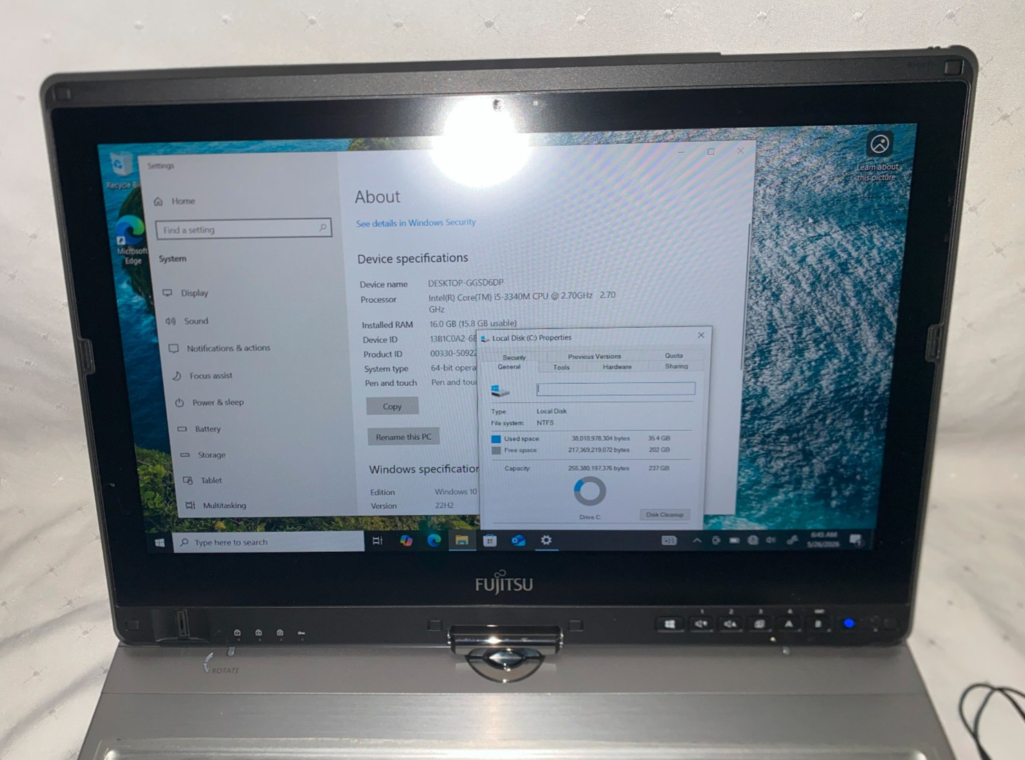 Fujitsu Lifebook T902 Touchscreen Notebook i5-3340M, 16GB RAM, 250GB SSD