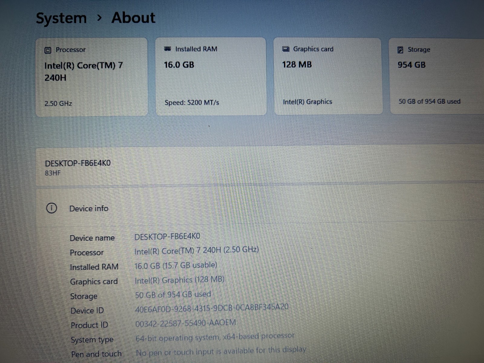 Lenovo V15 G5 IRL, Intel Core 7 240H, 2.50 GHz, 16 GB RAM, 1 TB NVMe SSD