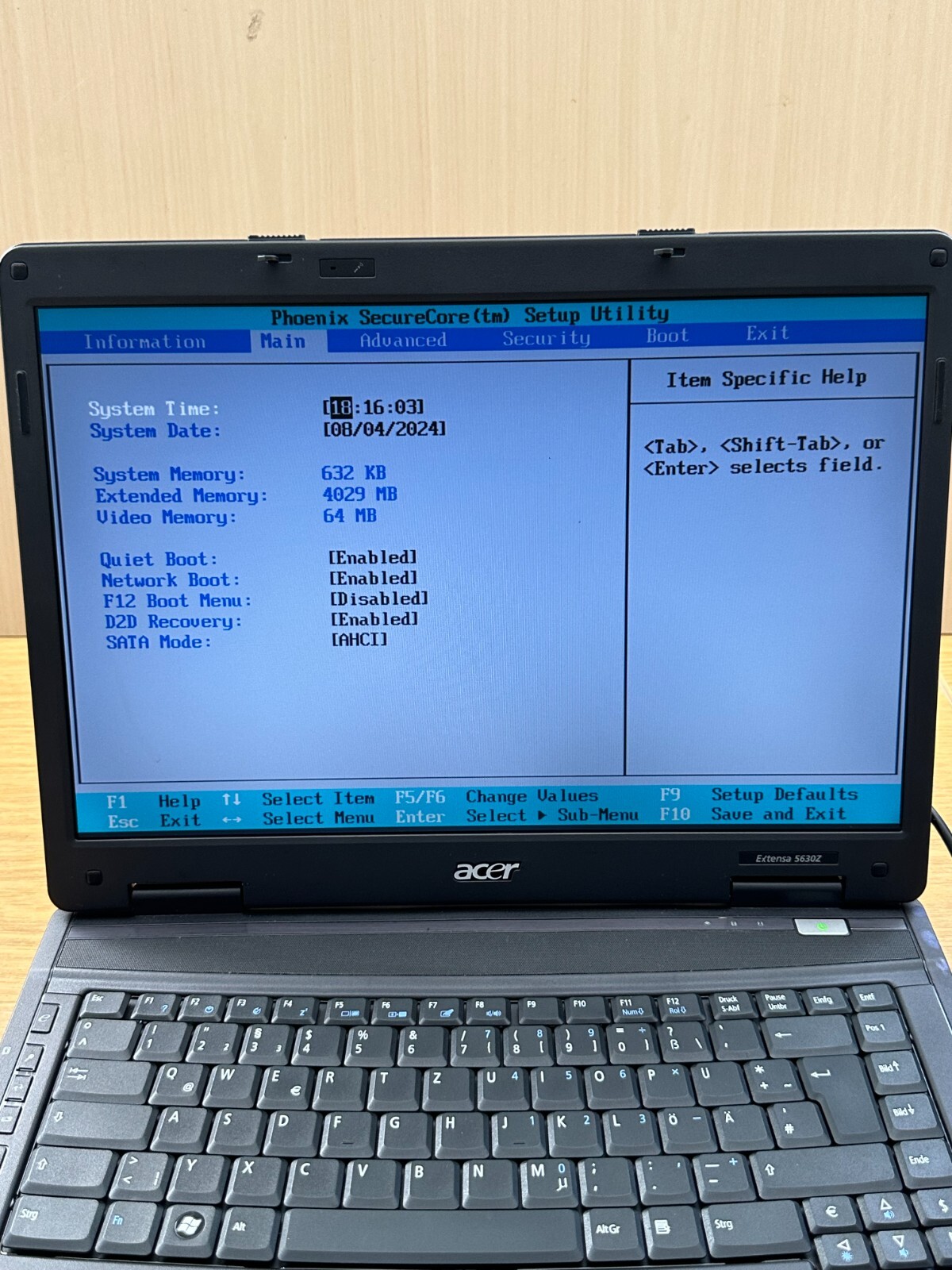 Acer Extensa 5630Z 15.4″ Notebook / Dual Core T3400 / No HDD / 4GB Laptop
