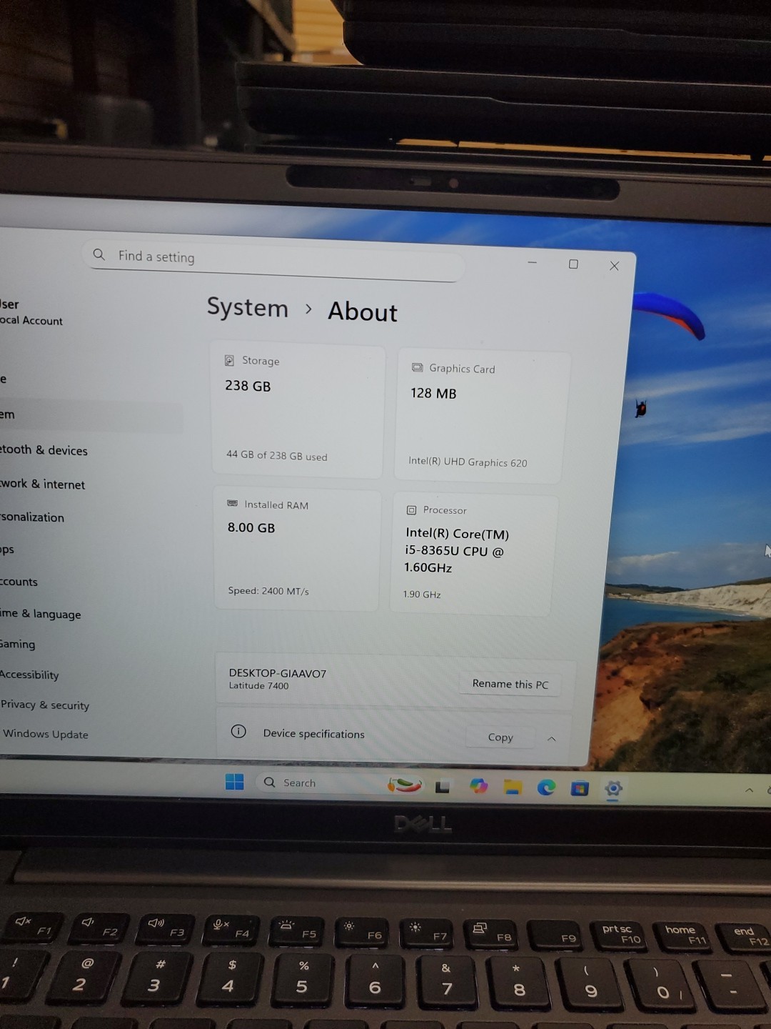 Dell Latitude 7400 14″ i5-8365U 8GB 256gb SSD Laptop W11P 011626-2