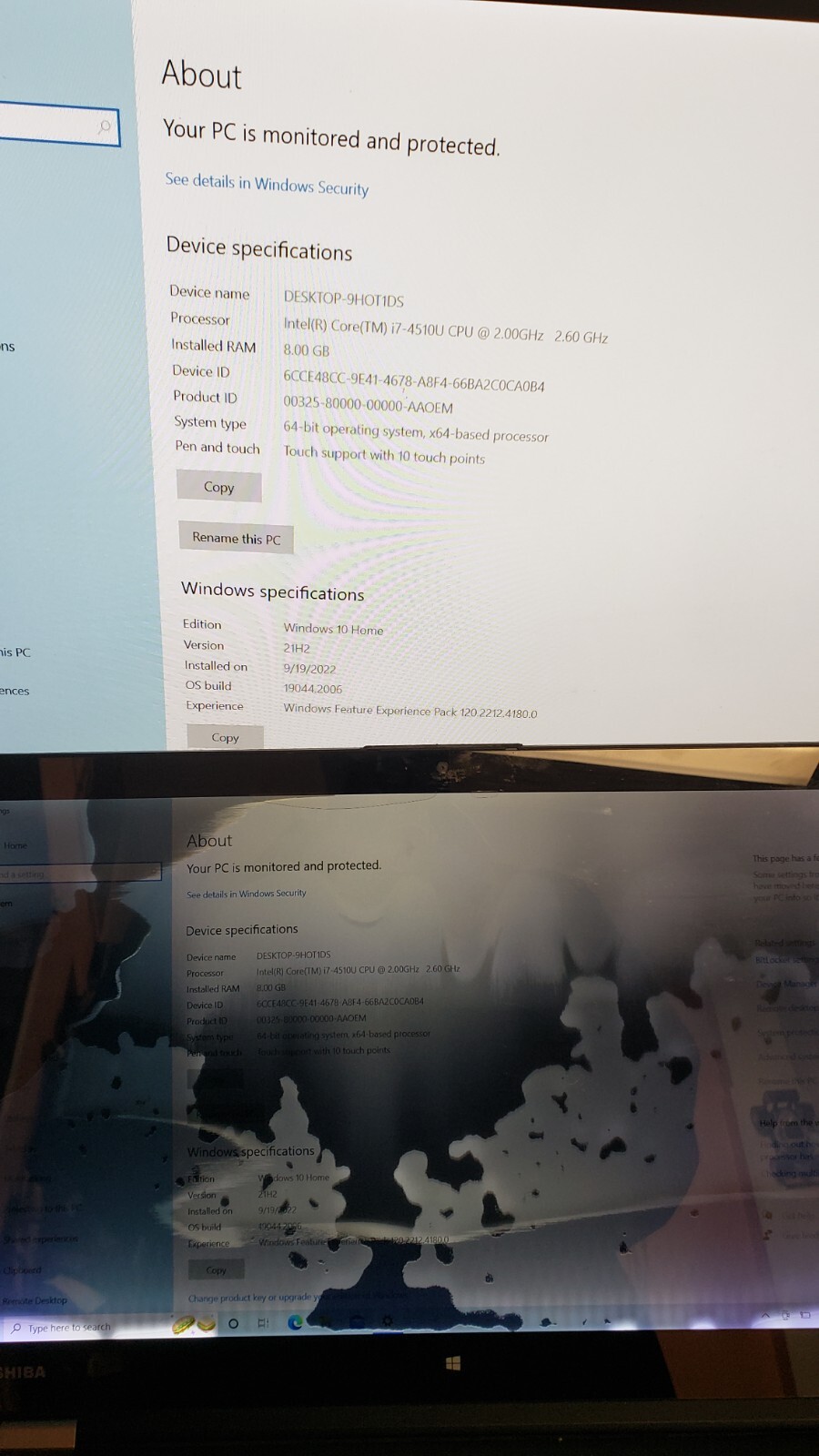 Toshiba Radius Intel i7-4510u 2.0Ghz/8GB/1TB with broken touch screen