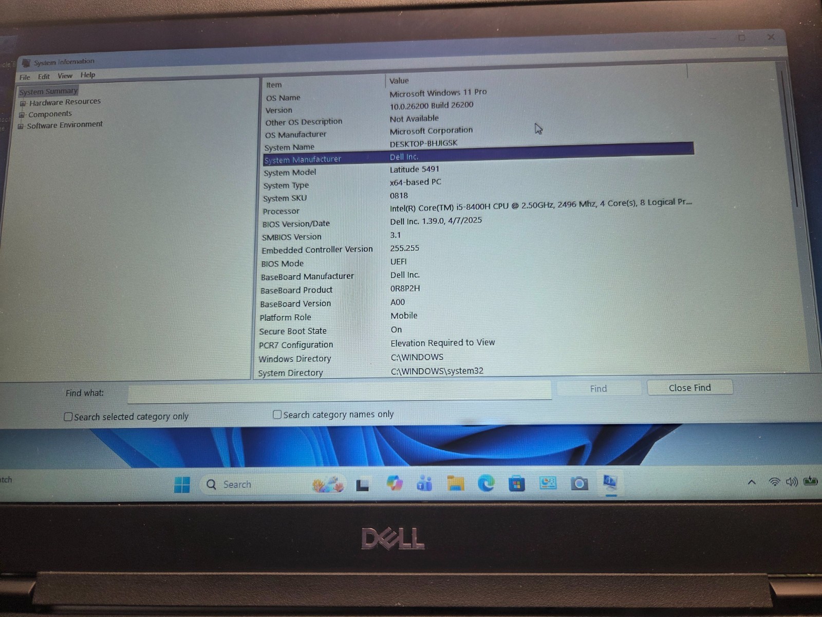 652252 Latitude5491 wcharger.-i5-8400H.16GB.256GB NVMe.14″.W11 Pro.Nice!!