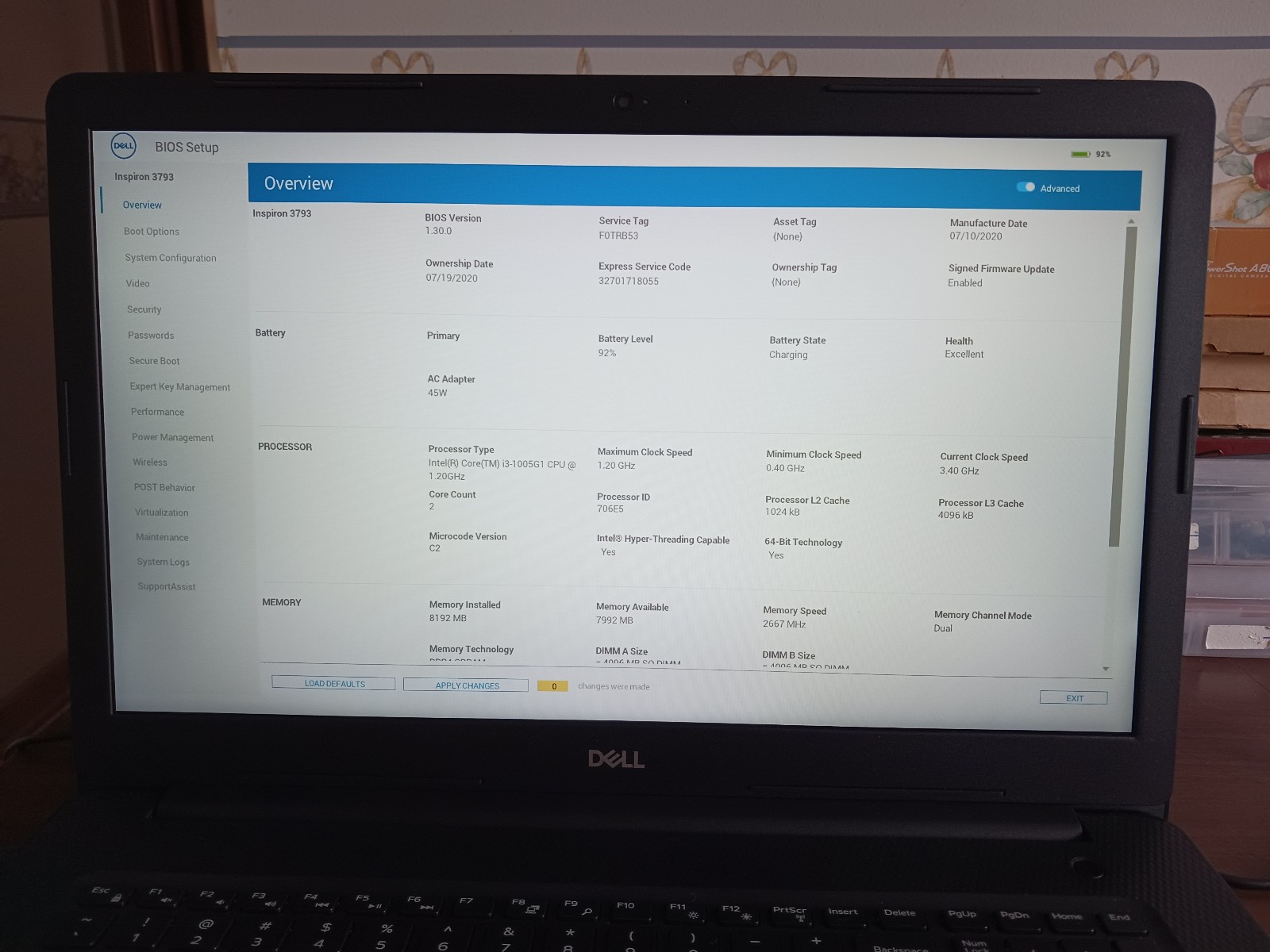 DELL Inspiron 3793 17″ Scn Intel i3 8GB RAM DVD 250GB SSD *New Batt* Windows 11