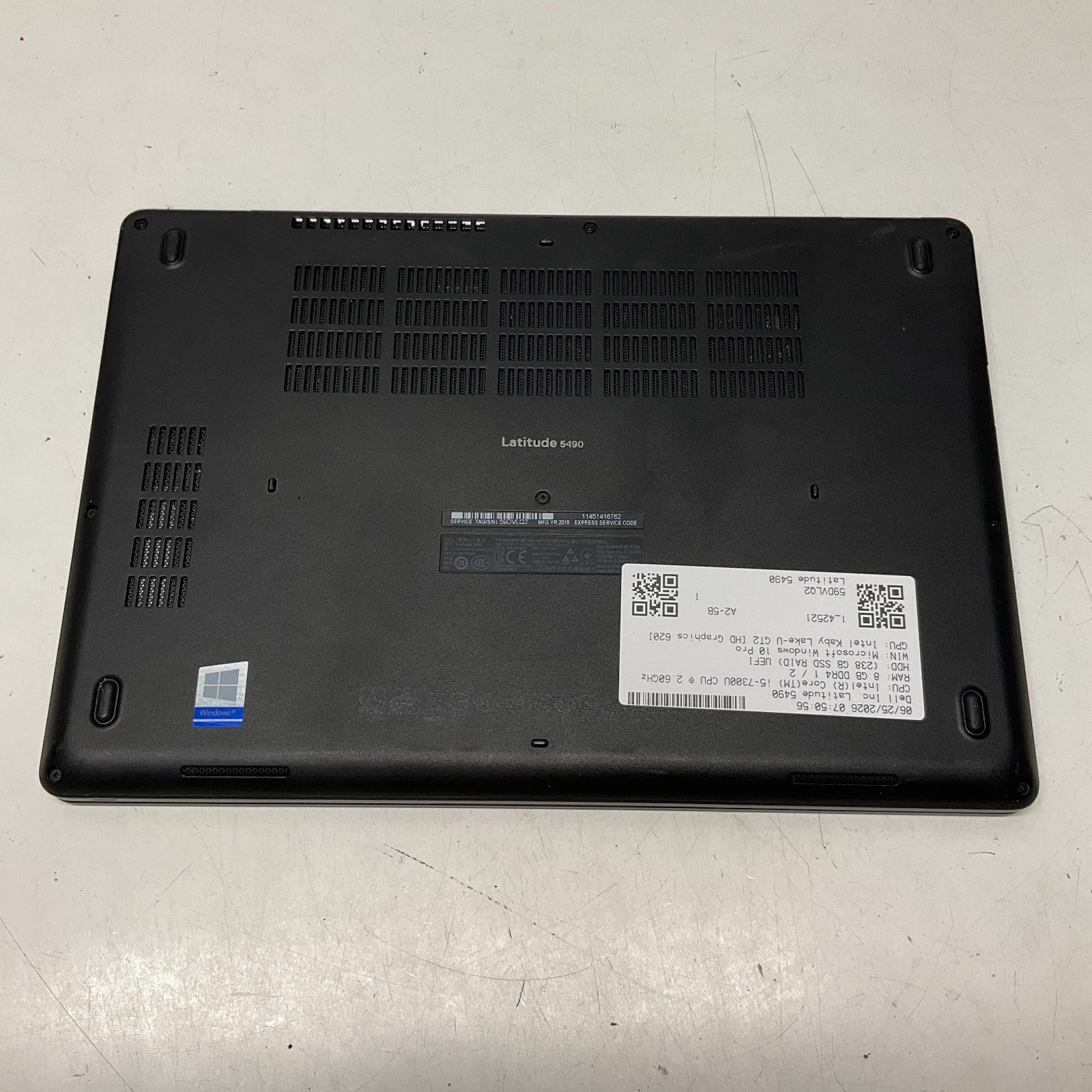 Dell Latitude 5490 Intel Core i5-7300U 2.60GHz 8GB 256GB Windows 10 Pro Laptop