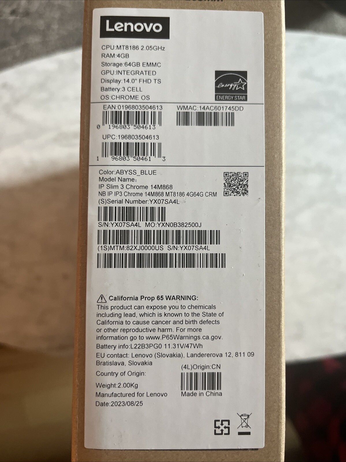 Lenovo IP Slim 3 Chrome 14M868 14″ FHD (64GB eMMC, MediaTek Kompanio 520,…