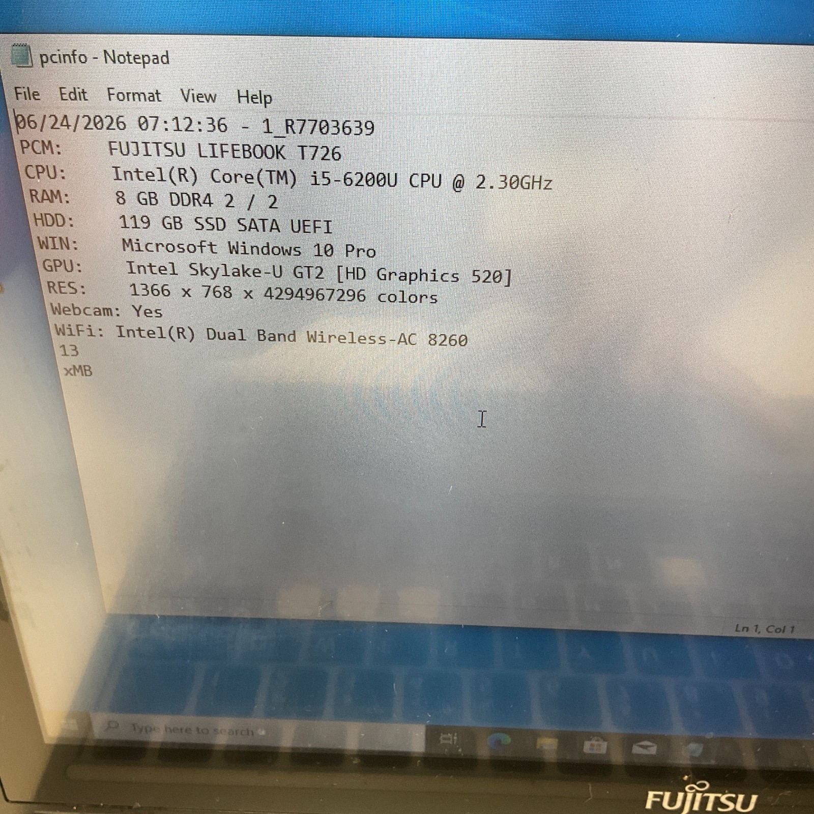 Fujitsu Lifebook T726 2-in-1 12.5″ Intel Core i5-6200U 2.3GHz 8GB RAM 128GB READ