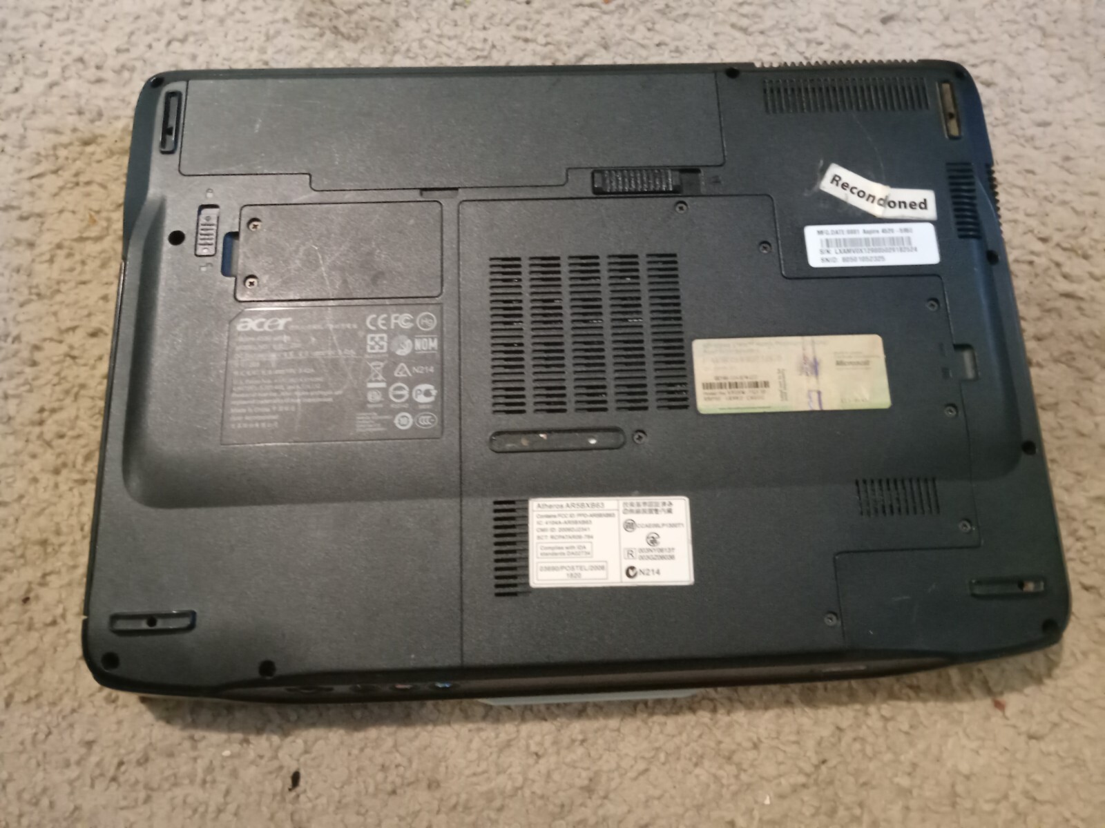 ACER Aspire 4520 AMD Turion 64 X2 Laptop for Parts or Repair