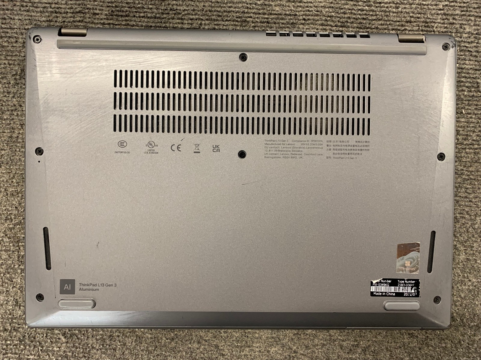 Lenovo ThinkPad L13 Gen 3 14″ Laptop i7-1255U 16GB, 512GB NVMe, Remote Managed