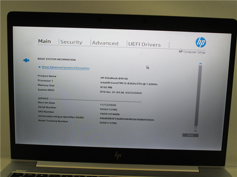 HP EliteBook 840 G6 Laptop i5-8365U 1.6GHz 8GB DDR4 Windows 10 COA Grade C