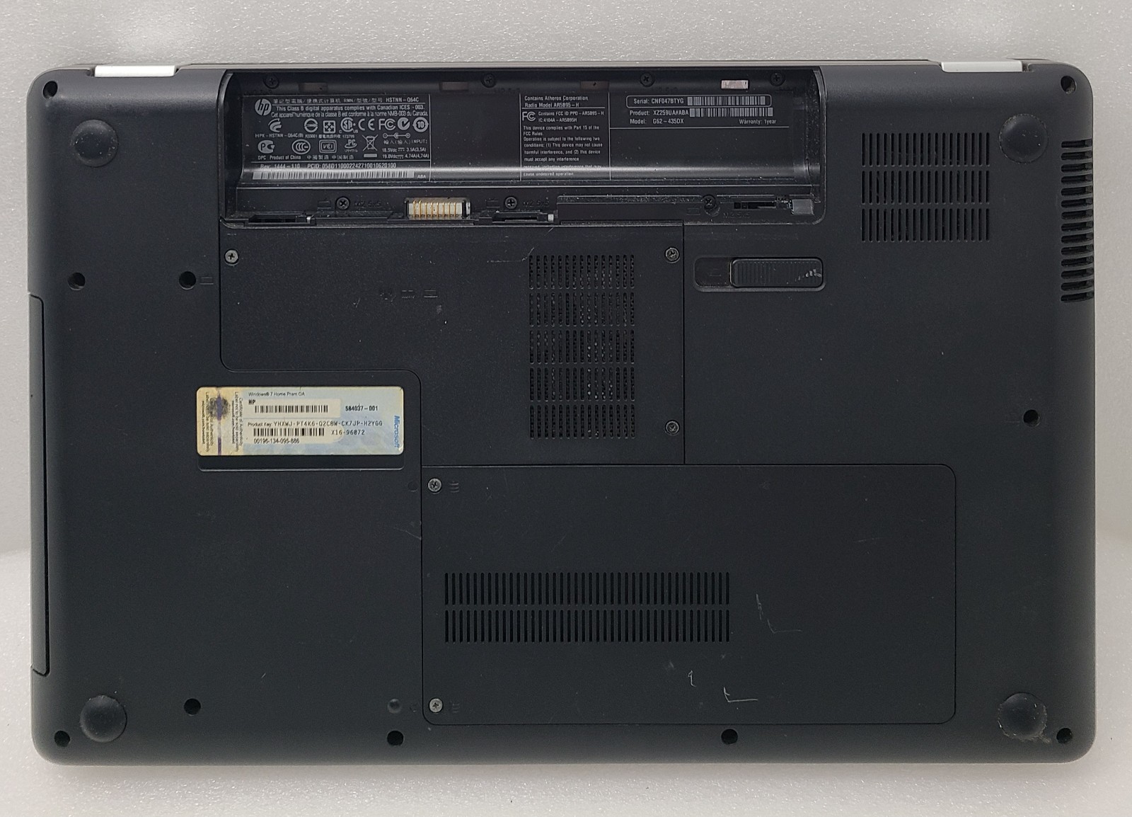 HP G62 Laptop AMD Turion II P540 4GB Ram NO HD/OS (FL)