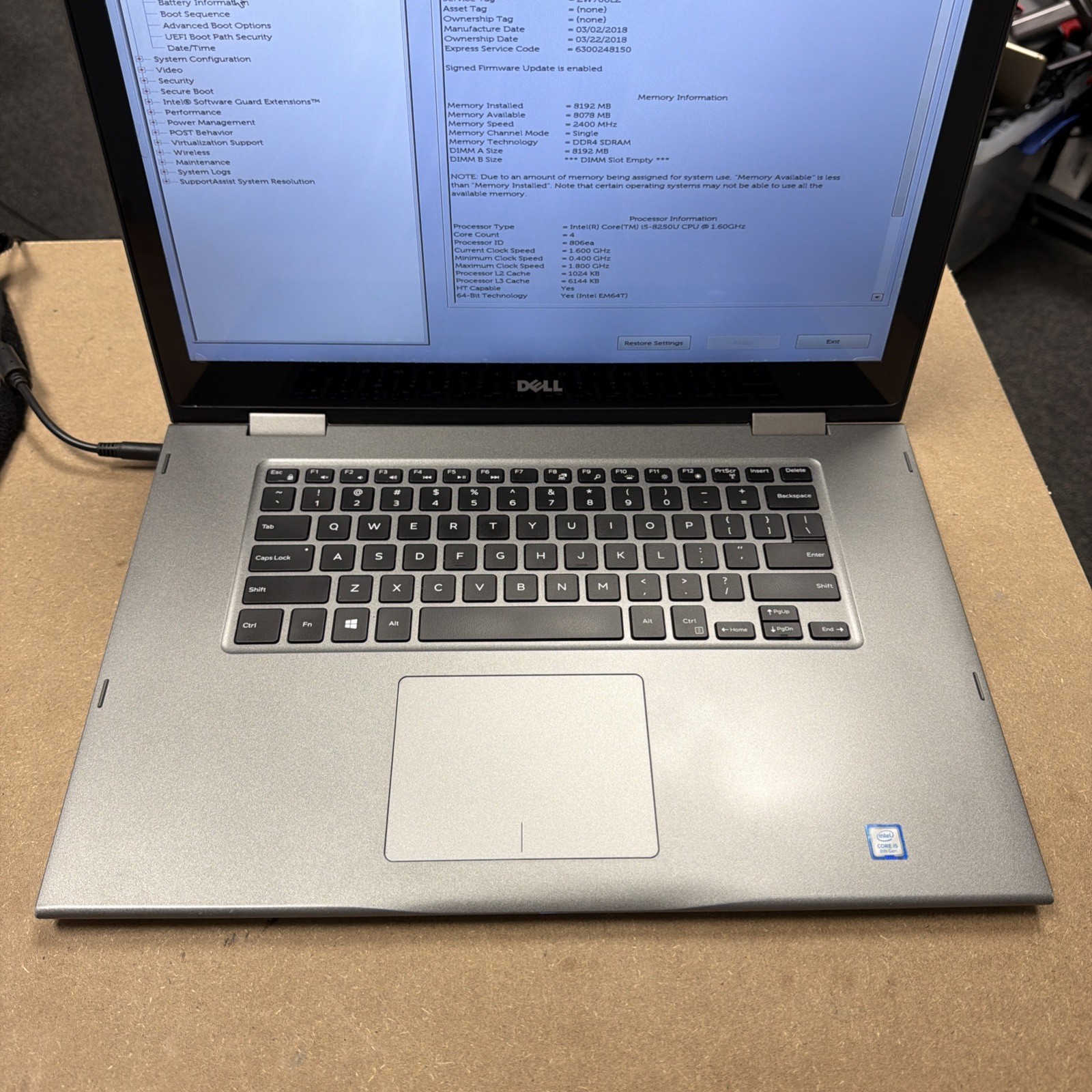 *SCREEN BUBBLES Dell Inspiron 5579 2-1 Intel Core i5-8250U 1.6GHz 8GB RAM NO HD