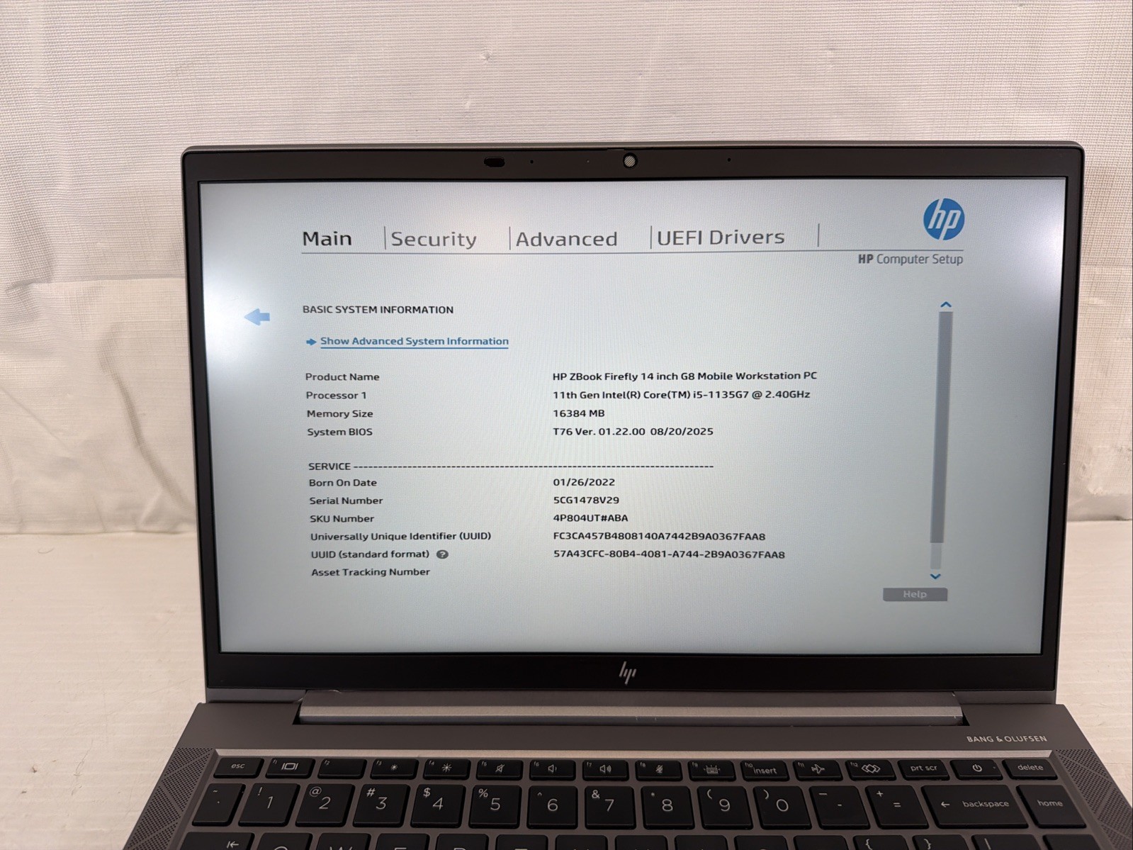 HP ZBook Firefly 14-inch G8 Core i5-1135G7@2.40GHz 16GB RAM NO SSD/OS Unit #4