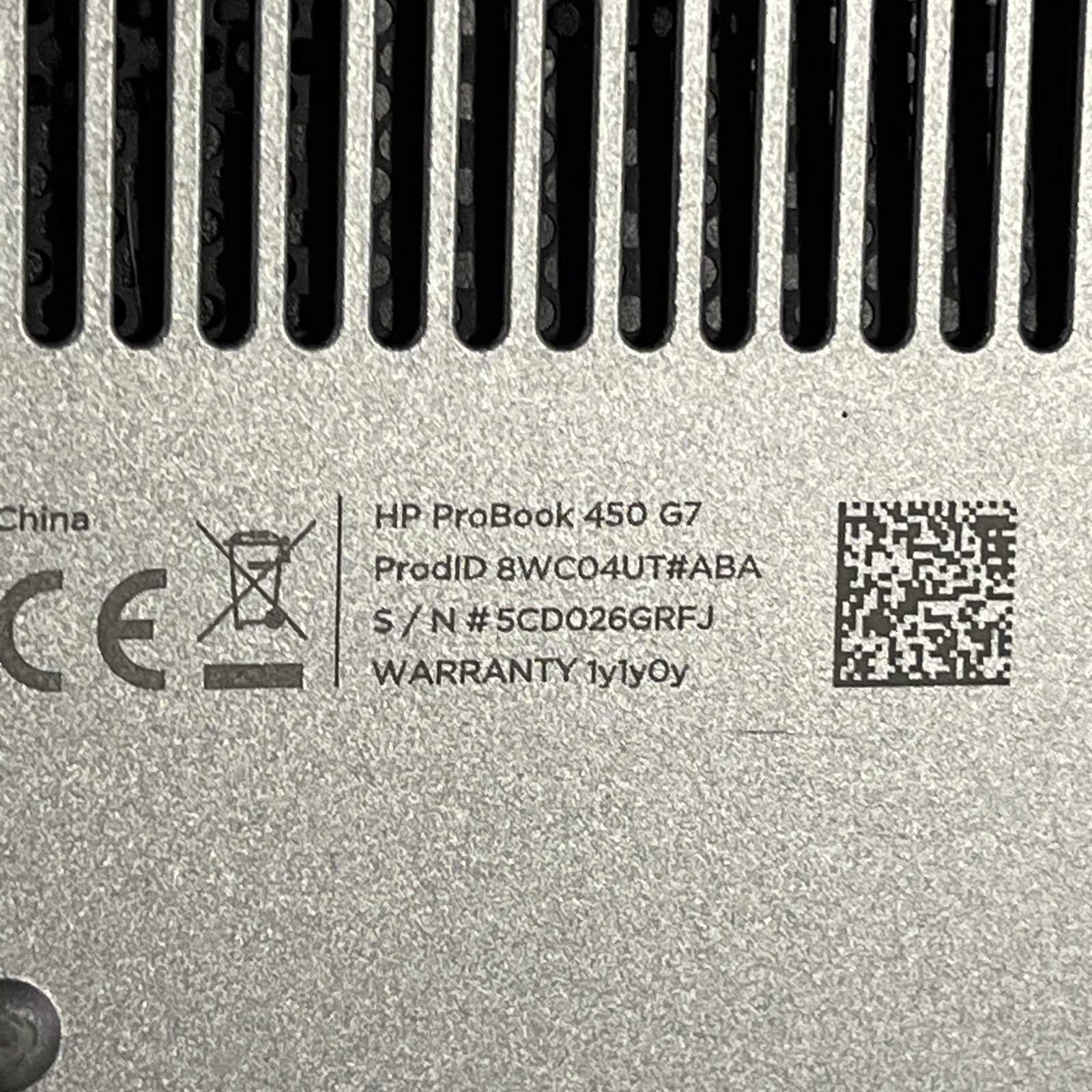 HP PROBOOK 450 G7 INTEL CORE I7-10510U 1.80GHZ 16GB RAM NO HD