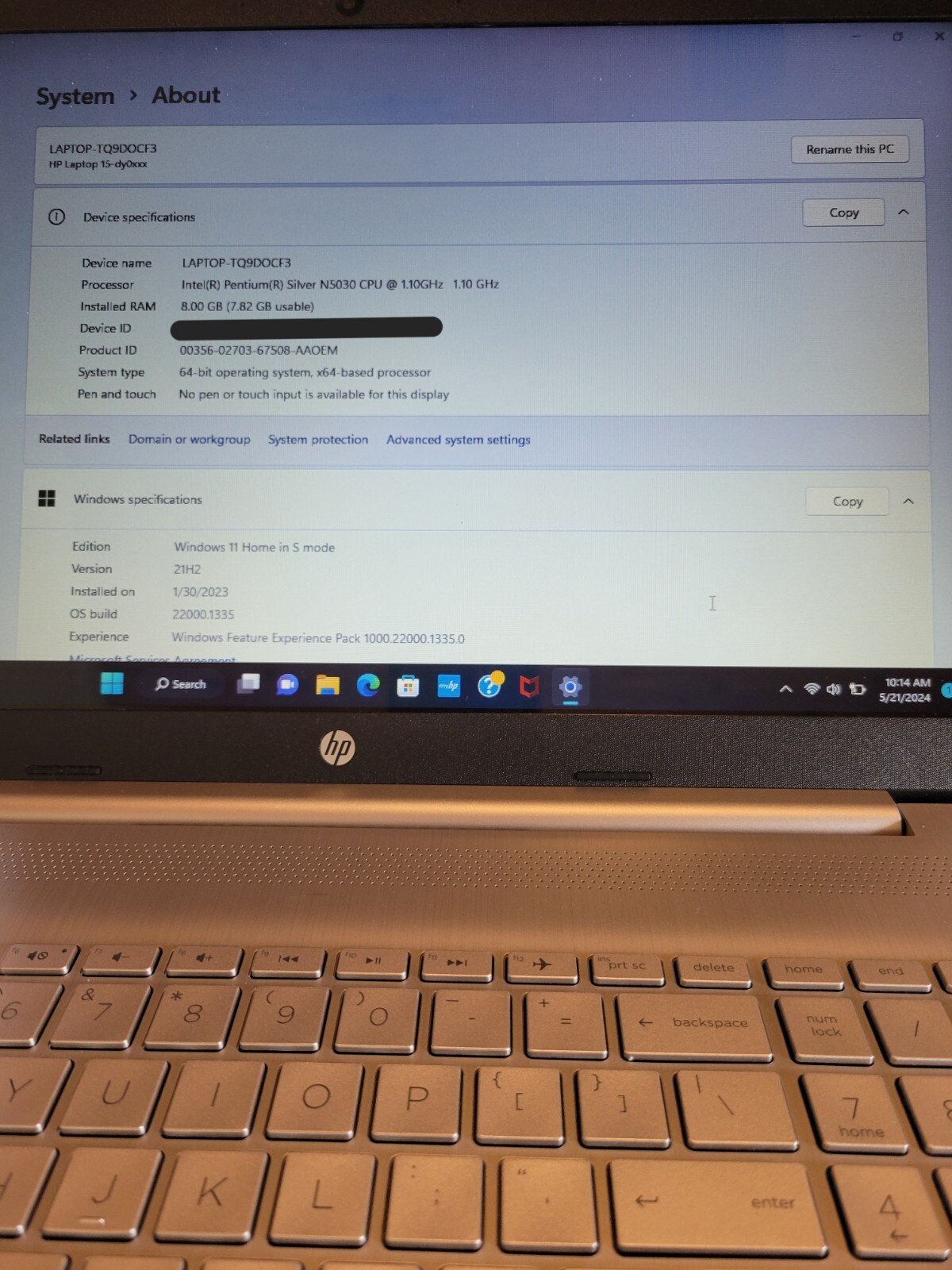 HP laptop 15-dy0025tg in silver-used