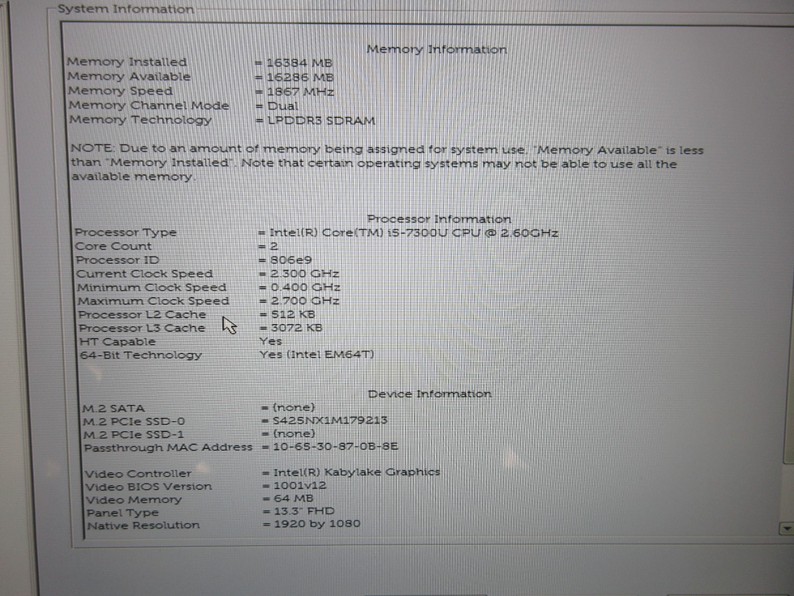 Dell Latitude 7389 13.3″ : i5-7300U 2.6GHz : 16GB RAM : 256GB SSD : Grade C