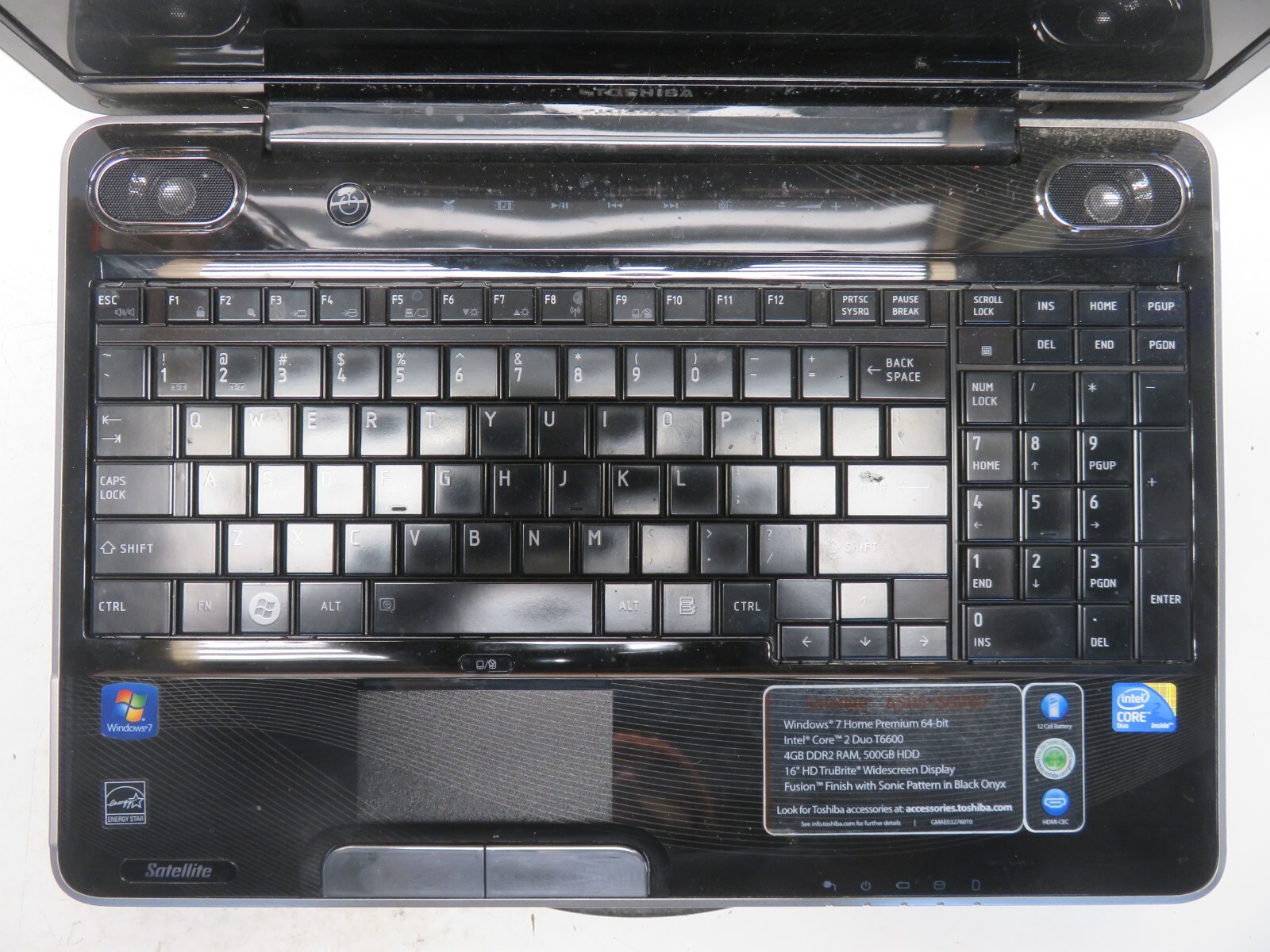 Toshiba Satellite A505-S6890 Intel Core 2 Duo T6600 2.2GHz 4 GB NO HDD No Batt