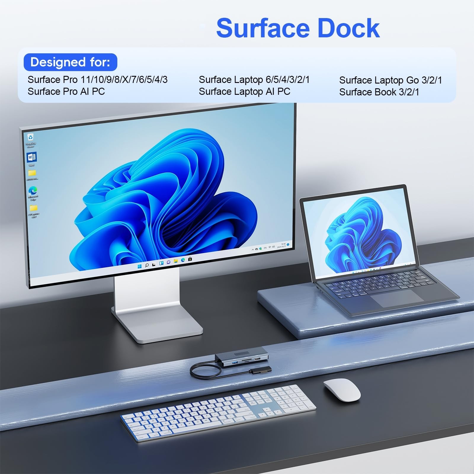 New MS Surface Dock 11-in-1, 4K@60Hz HDMI, USB-C, USB-A, Ethernet, Card Reader