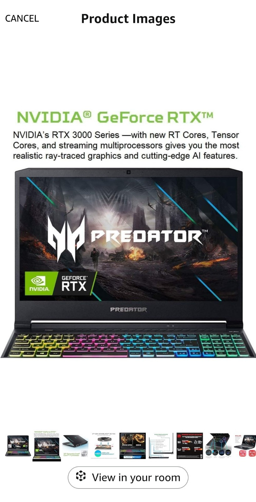 Acer Predator Helios 300 15.6 inch (512GB SSD, Intel Core i7 10th Gen., 2.60GHz,