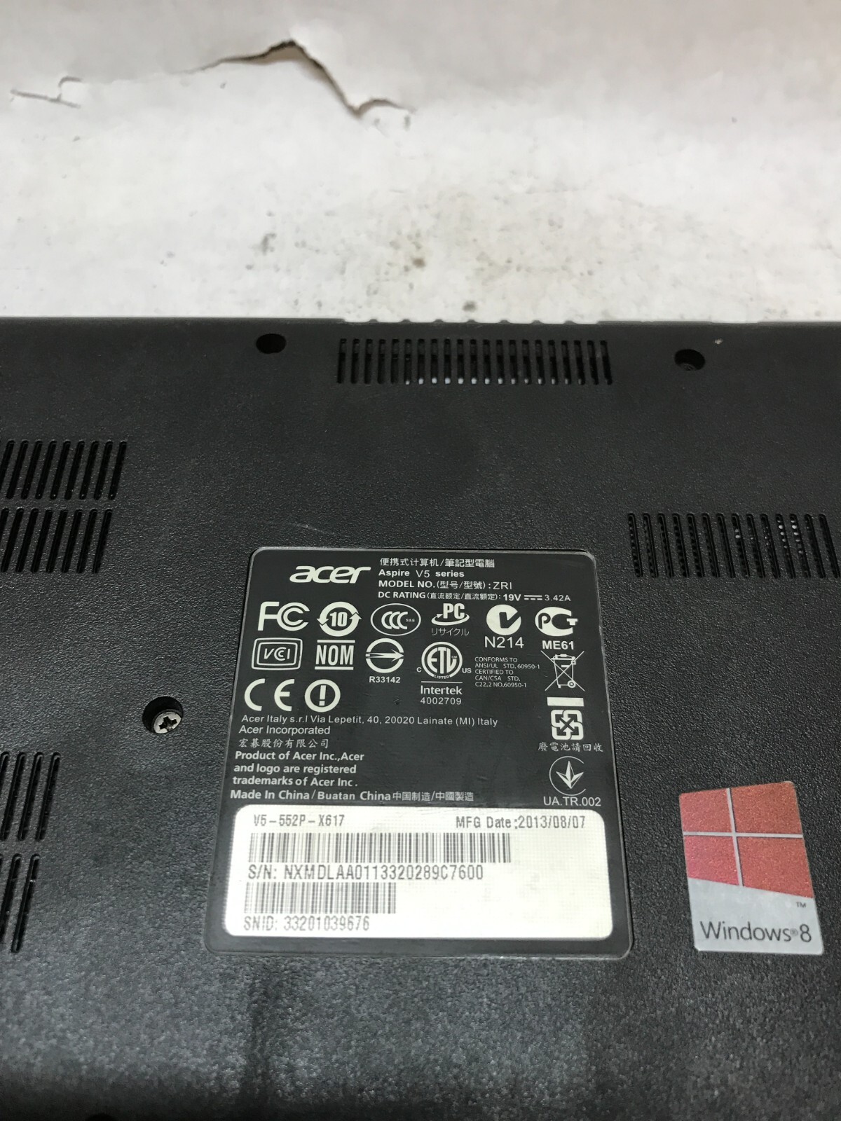 Acer Aspire V5-552P 15″ Laptop AMD A10-5757M 2.5GHz 6GB RAM NO HDD/OS Cracked DW