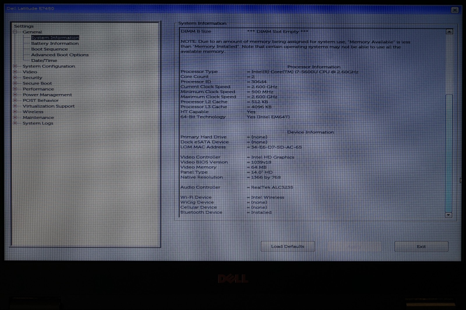 ^ Dell Latitude E7450 14″ Intel i7-5600U @ 2.60GHz 4GB Ram No HD #C1671