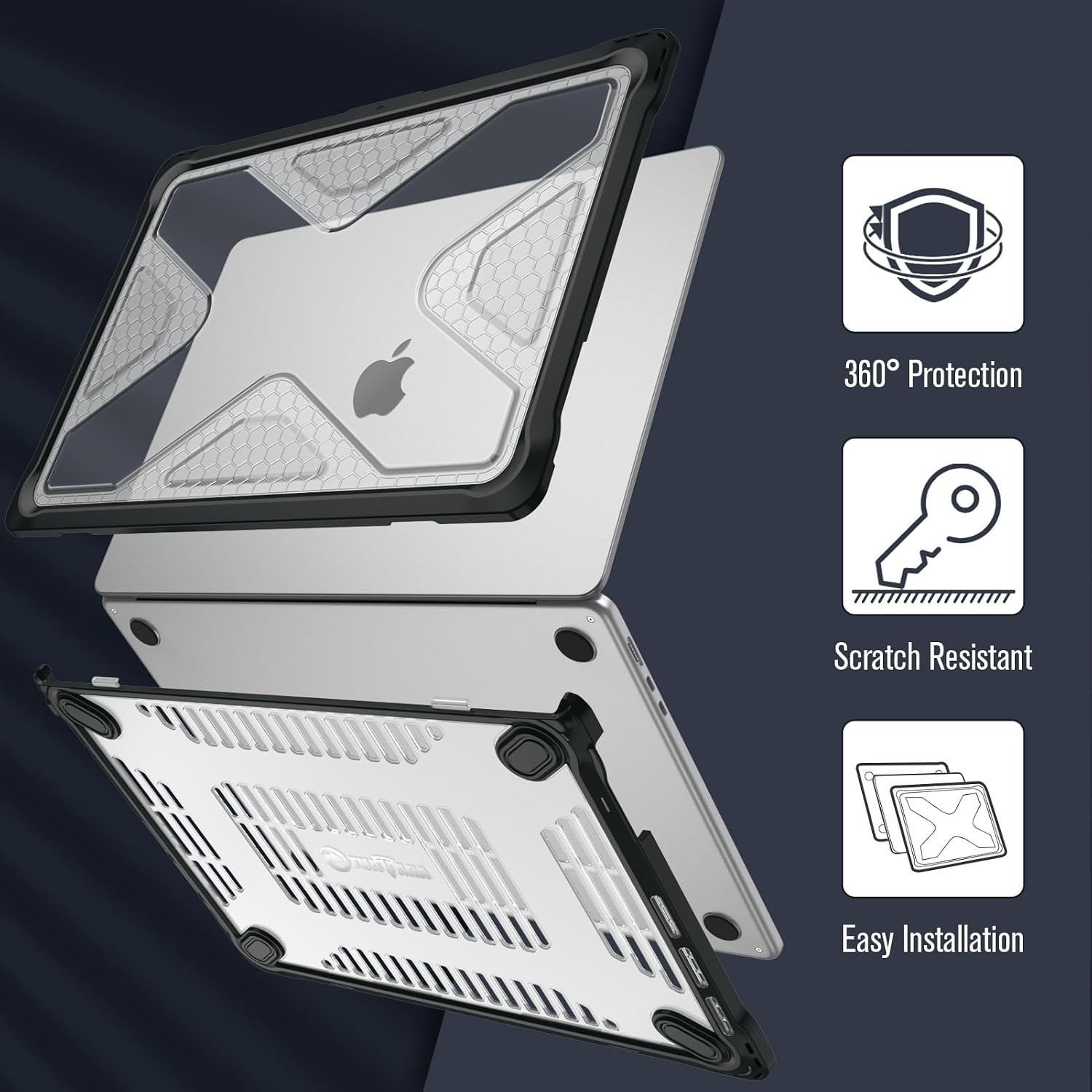 Rugged Hard Shell Case Cover for MacBook Air 15″ A3448 A3241 A3114 A2941 Clear