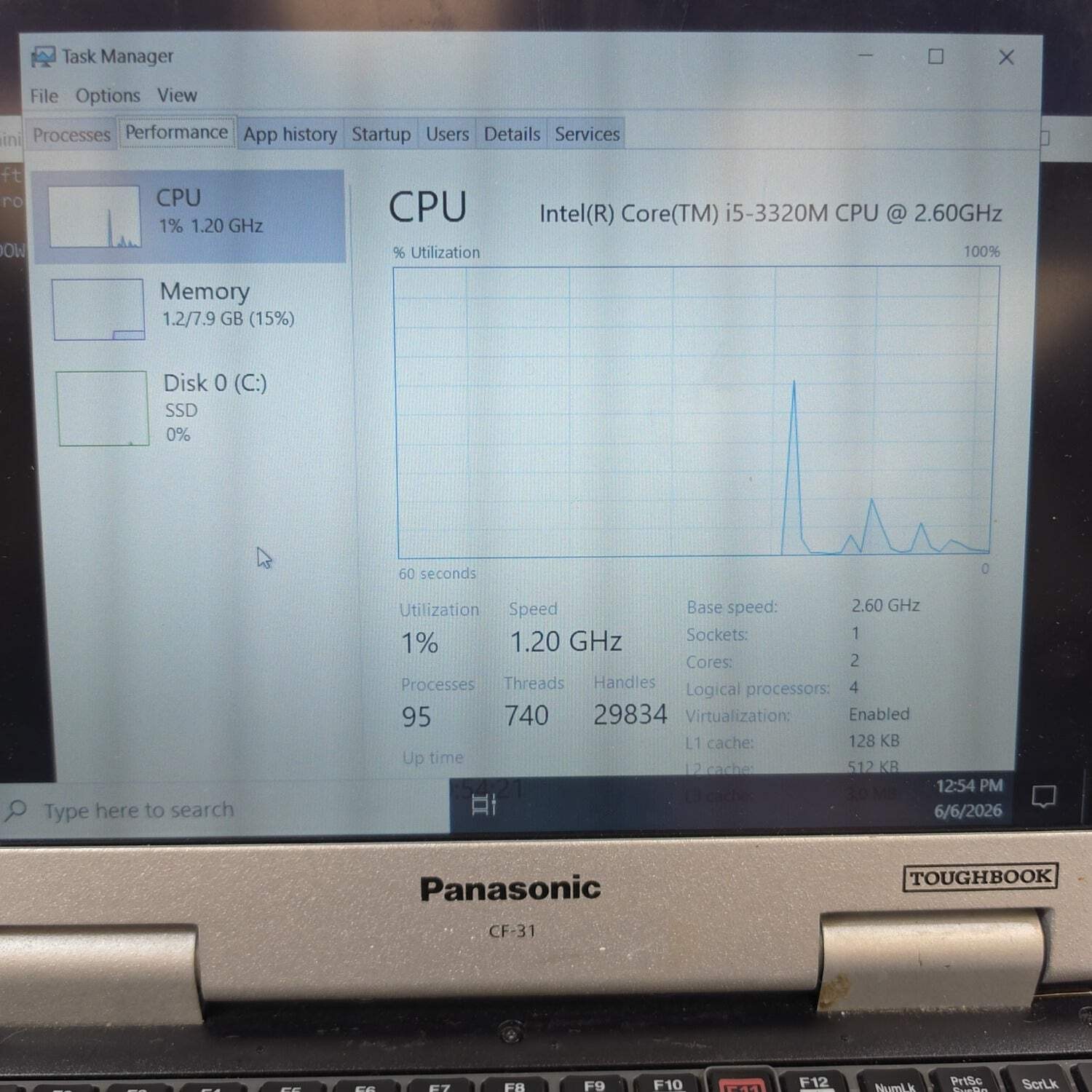 Panasonic Toughbook CF-31 13.1″ i5-3340M 2.7GHz 8GB RAM 512GB SSD AMD Radeon 520