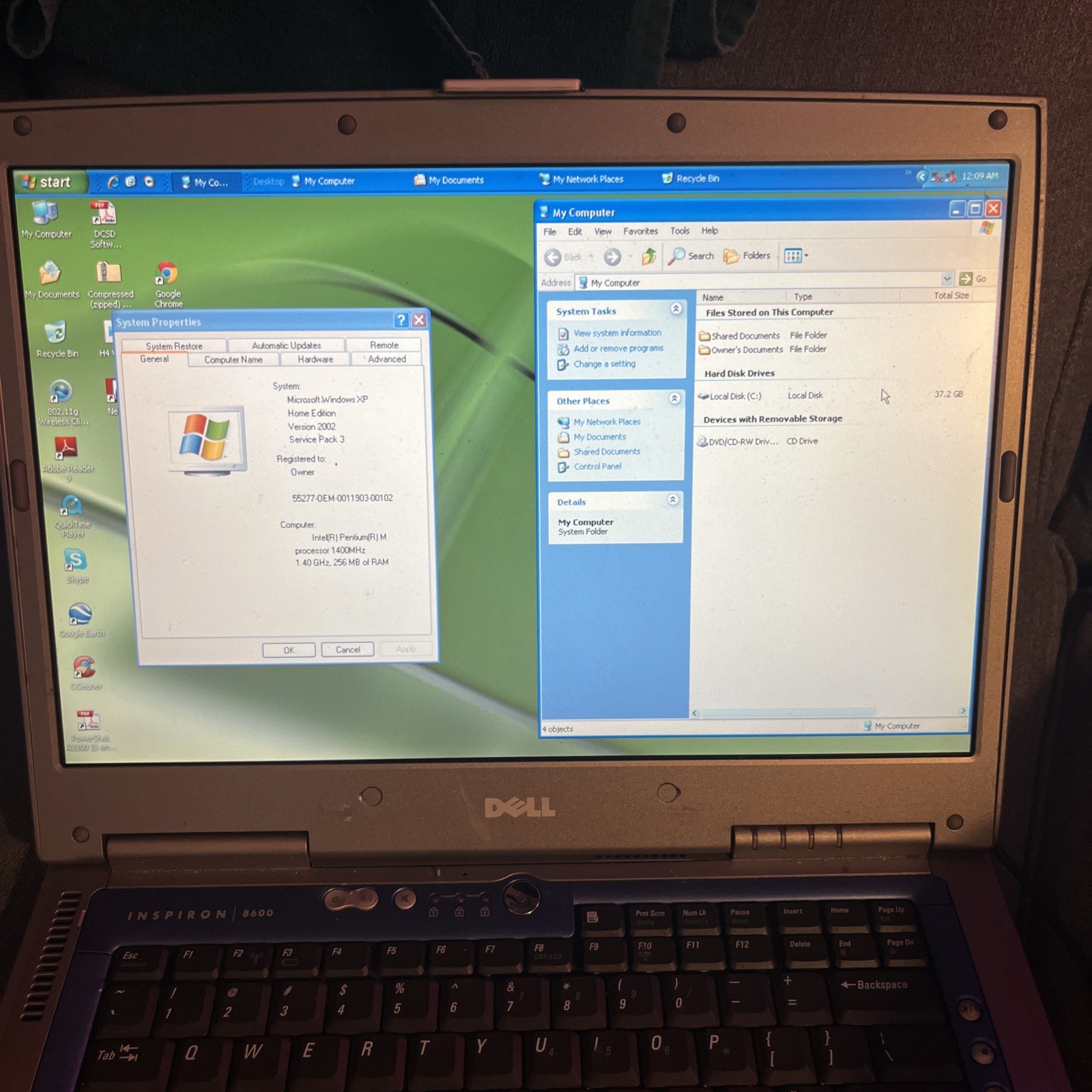 Vintage Dell Inspiron 8600 Laptop Pentium M 1.4GHz 256MB 40GB WinXP 15.4″ Works