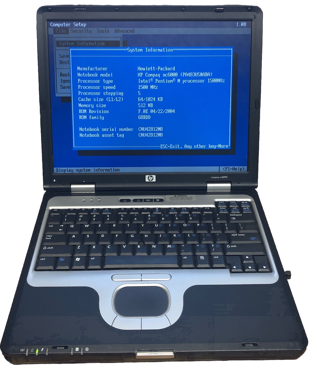 Hp Compaq nc6000 Intel Pentium M 1500MHz 512MB READ