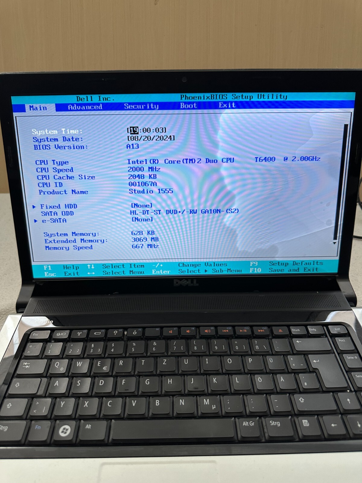 Dell PP39L Studio 1555 Laptop Intel Duo T6400 4GB RAM No HDD Display Error
