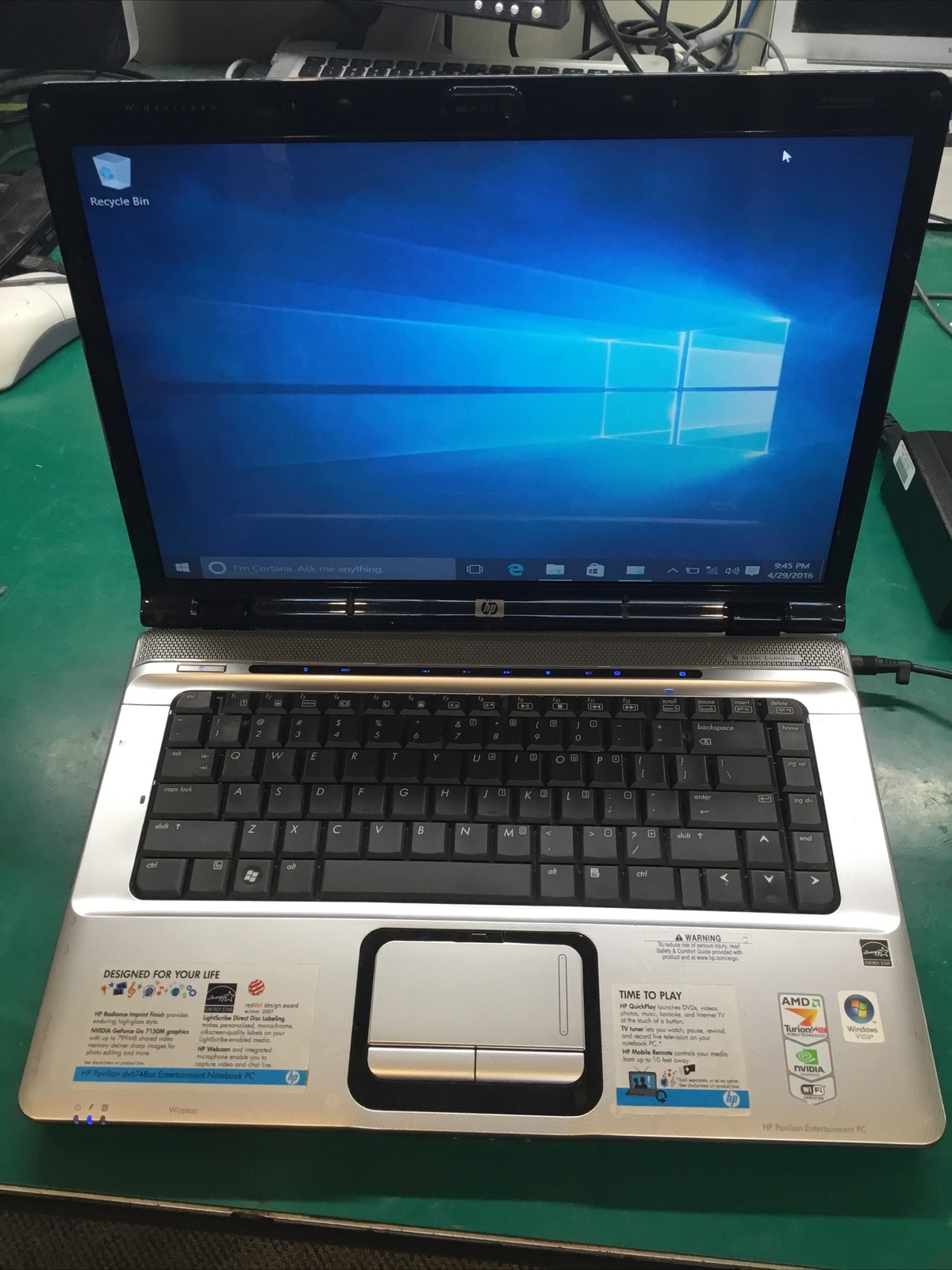 Hp Pavilion Dv6748us, AMD Turion 64 X2 2.0GHz, 2GB RAM, 80GB HDD, Win 10 – I7