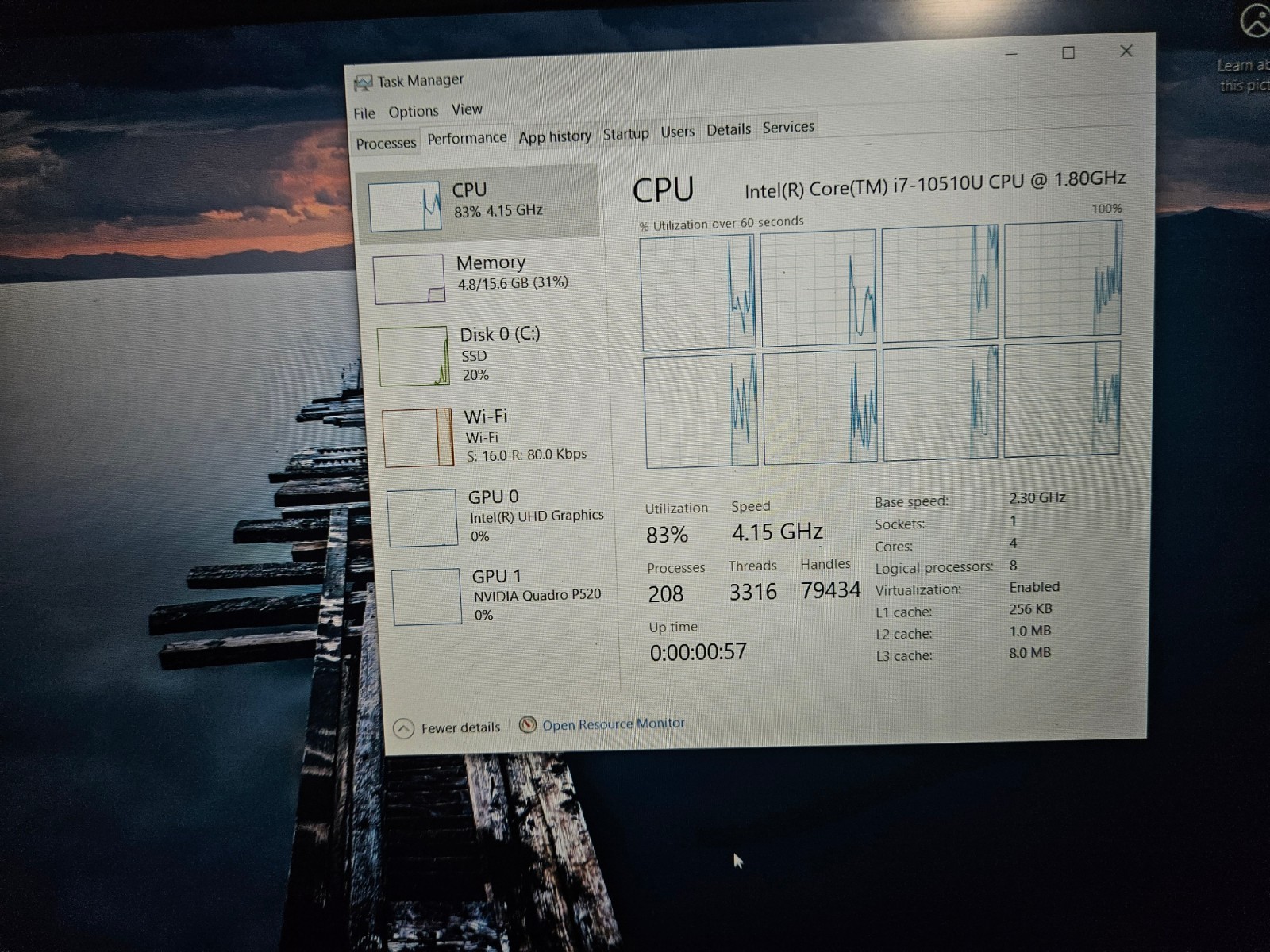 Dell Precision 3550 Intel i7-10510U DDR4 16GB 512GB Nvme SSD NVIDIA P520