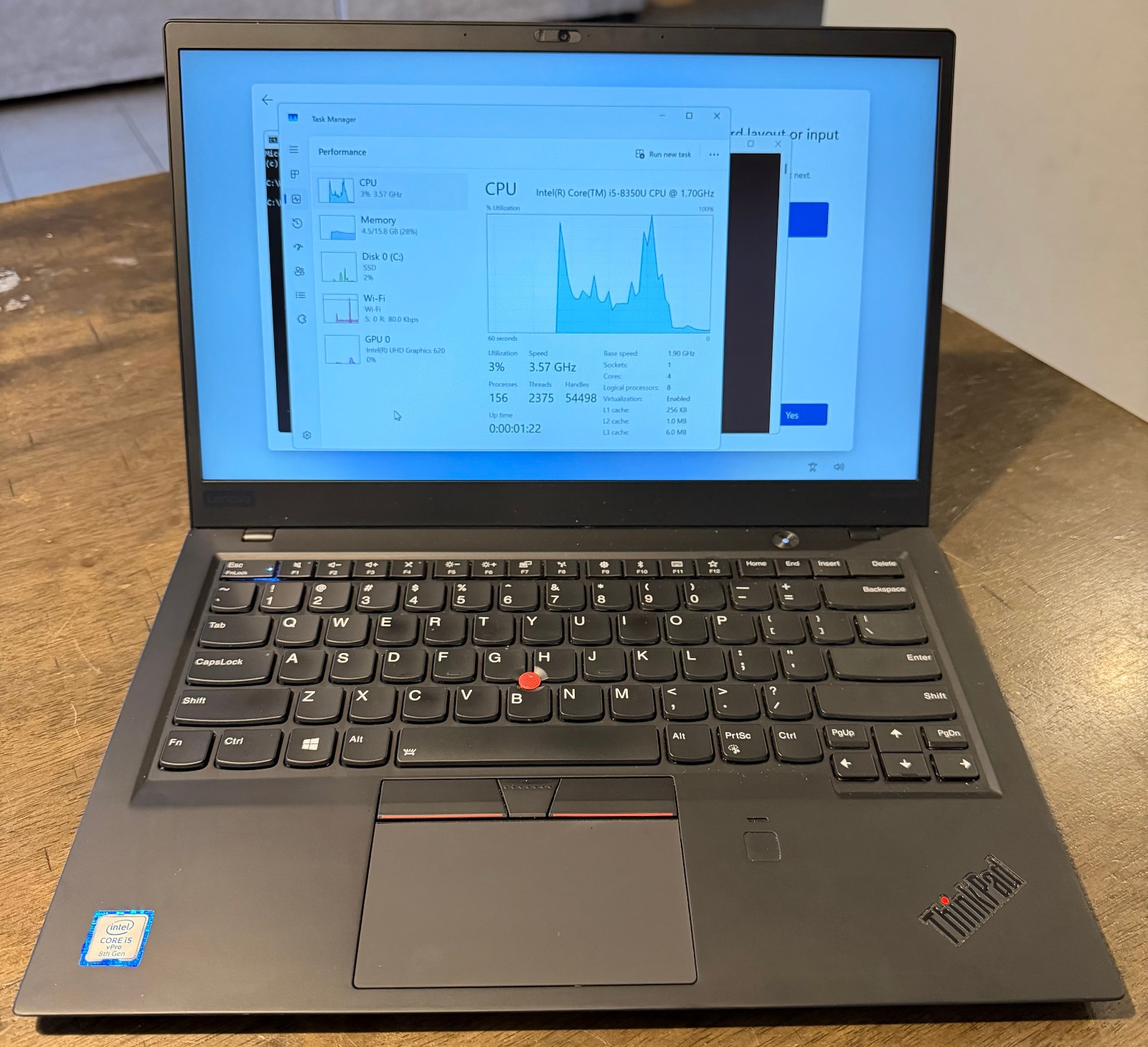 LENOVO X1 CARBON 6TH GEN INTEL CORE I5-8350U 16GB 256GB NVME TOUCH 13.3IN WIN11H