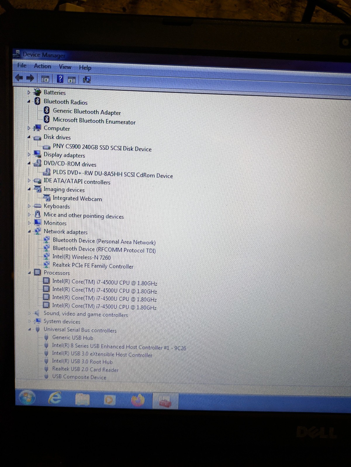 Dell Inspiron 15R 5537 i7-4500U 1.80Ghz 8GB RAM 240GB SSD Windows 7 Pro Wifi BT