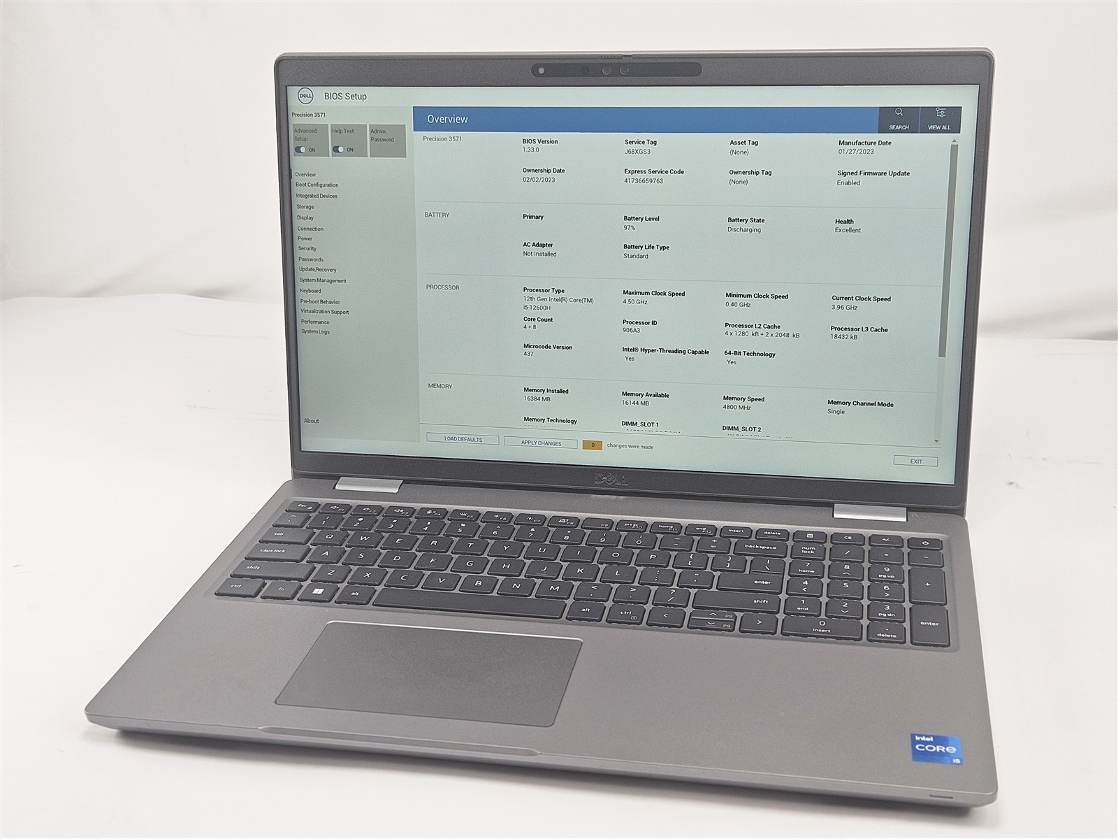 Dell Precision 3571 P104F 16GB 256GB SSD i5-12600H 15.6″ Workstation