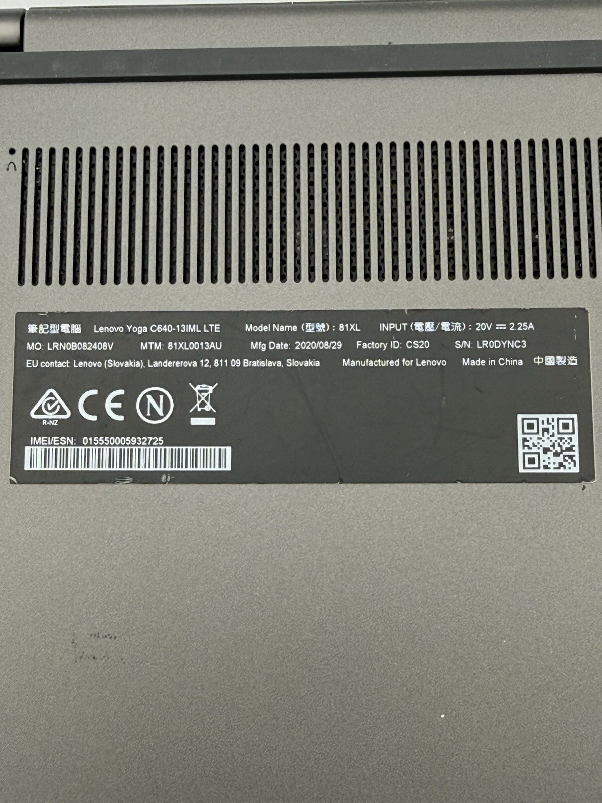 Lenovo Yoga C640-13IML LTE – 13.3” i5 10th Gen | 8GB RAM | 512GB SSD – 93G