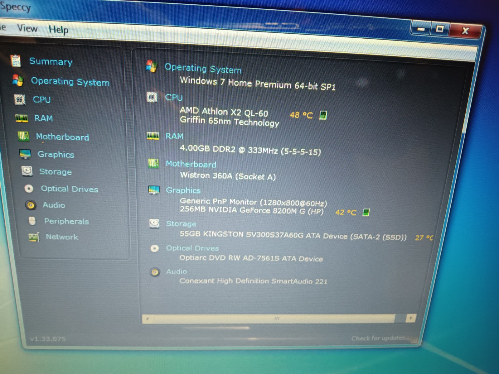 Hp Presario CQ50/Amd Athlon QL-60 1.90ghz/4gb/60gbSSD/Windows 7 Home/Webcam/15.4