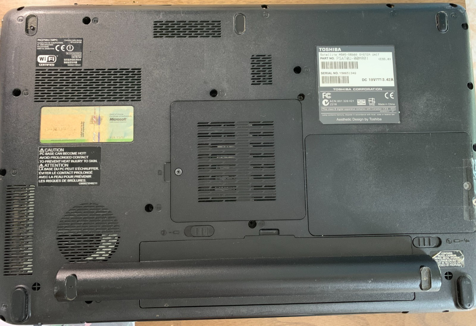 Toshiba Satellite A505 15.6″ Laptop Core 2 Duo T6600 4gb Ram No HDD Boots Bios