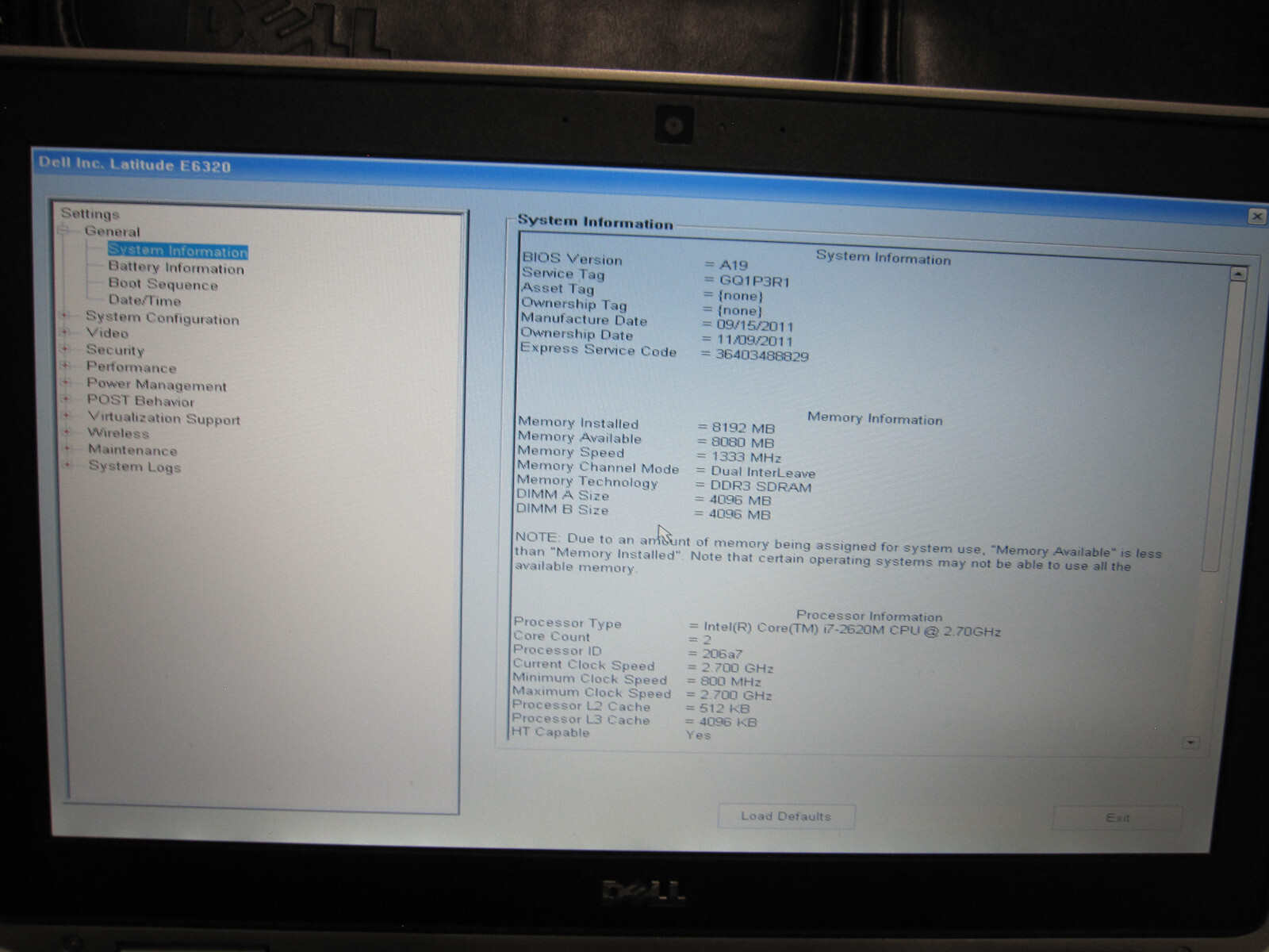 Dell Latitude E6320 Core i7-2620M, 2.70GHz,8GB RAM,500GB HD, Window 11