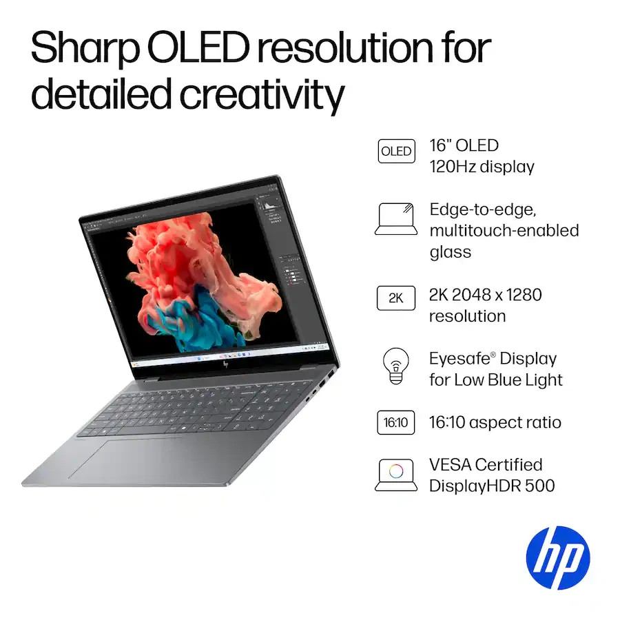 HP OmniBook X 16″ 2K OLED Touch Intel Ultra 7 255H 2025 32GB 2TB RTX 4050 Silver