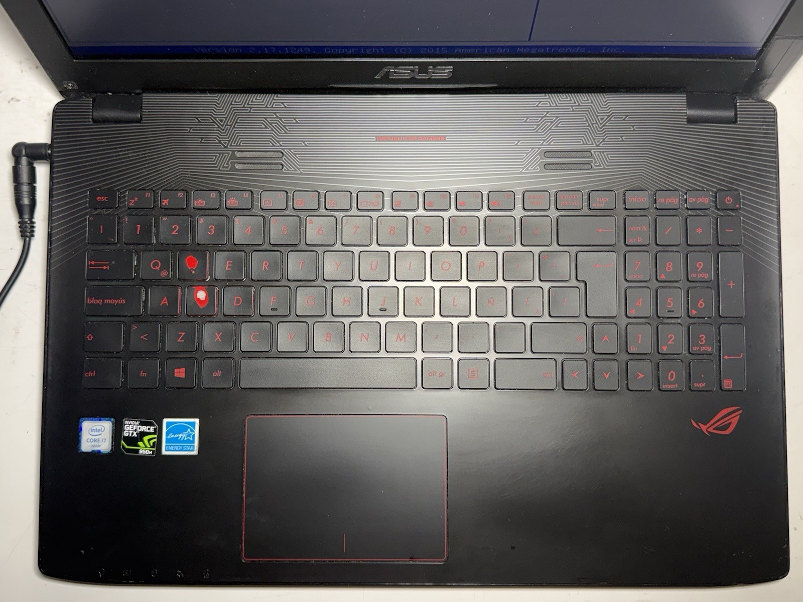 ASUS GL552V Gaming Laptop i7-6700HQ 8GB DDR4 GTX960M (NO SSD/AC) *READ* #0046