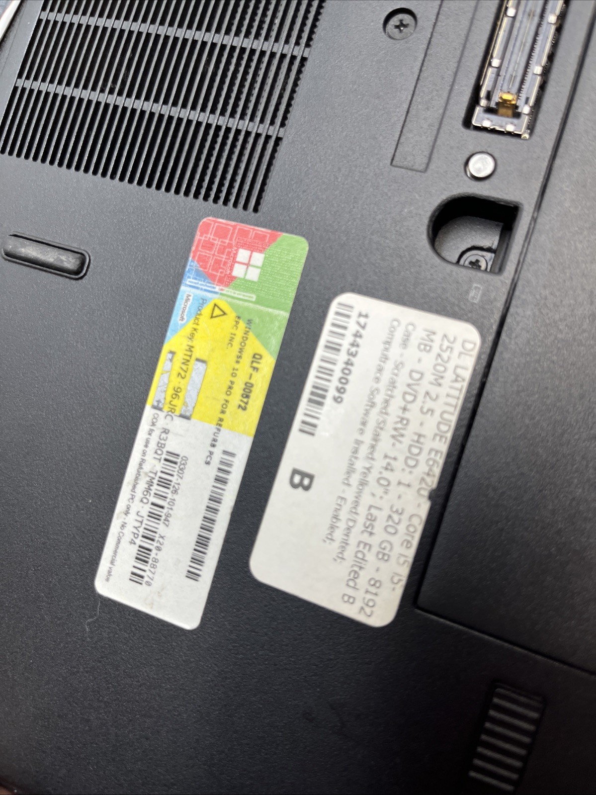 DELL LATITUDE E6420 Laptop w/ Intel Core i5-2520M 2.50 GHZ + 8GB No HD/Battery