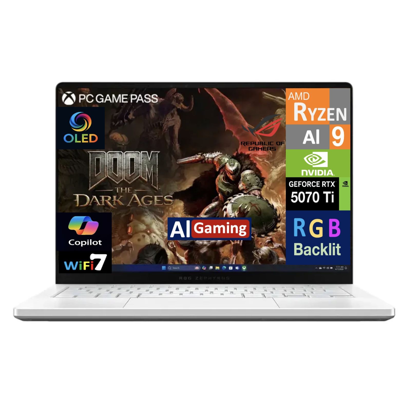 ASUS ROG Zephyrus 14″ 2.8K AMD Ryzen AI 9 370 2GHz 32GB 1TB SSD GF RTX 5070 Ti