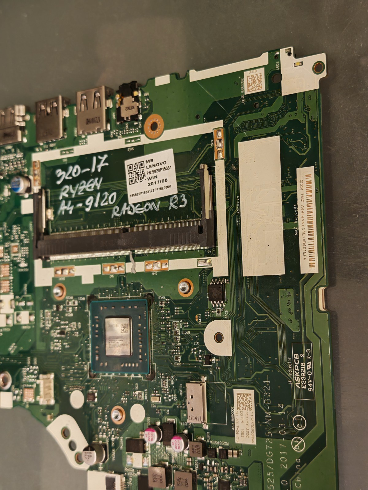 LENOVO 320-17 330-15 320-15 14 MOTHERBOARD NM-B321 AMD RYZEN A4-9120 RADEON R3